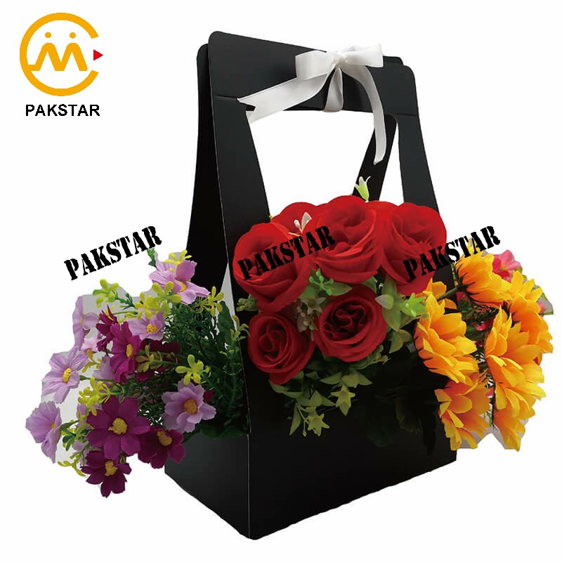 Bouquet flower holder packaging portable paper carrier bag box