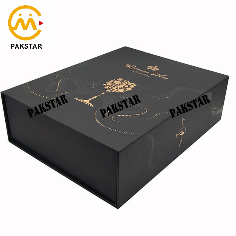 Custom paper foldable magnetic wine gift box