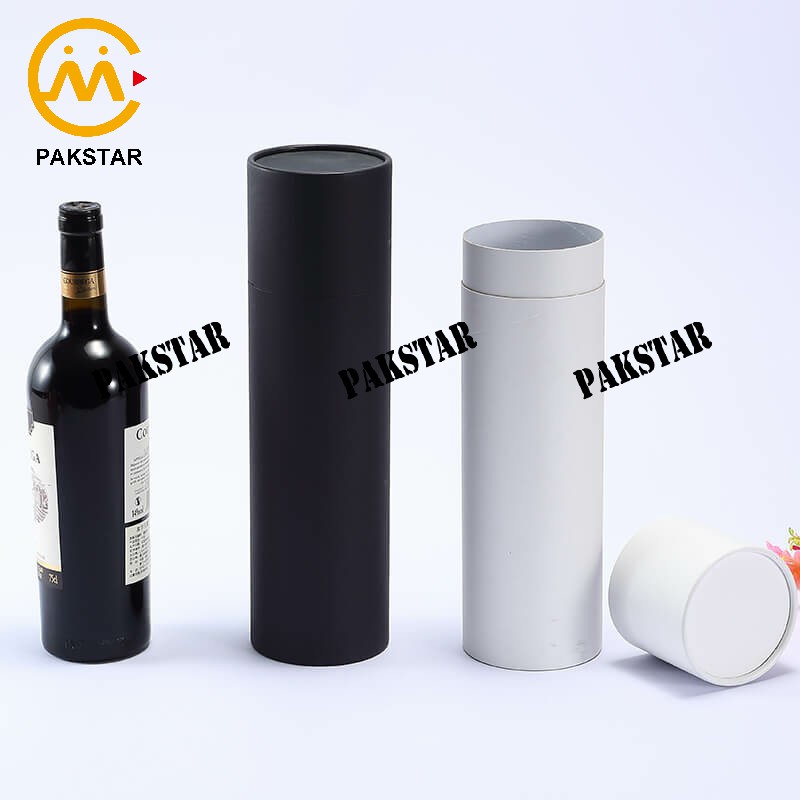 Custom black push up paper tube box for wine bottle