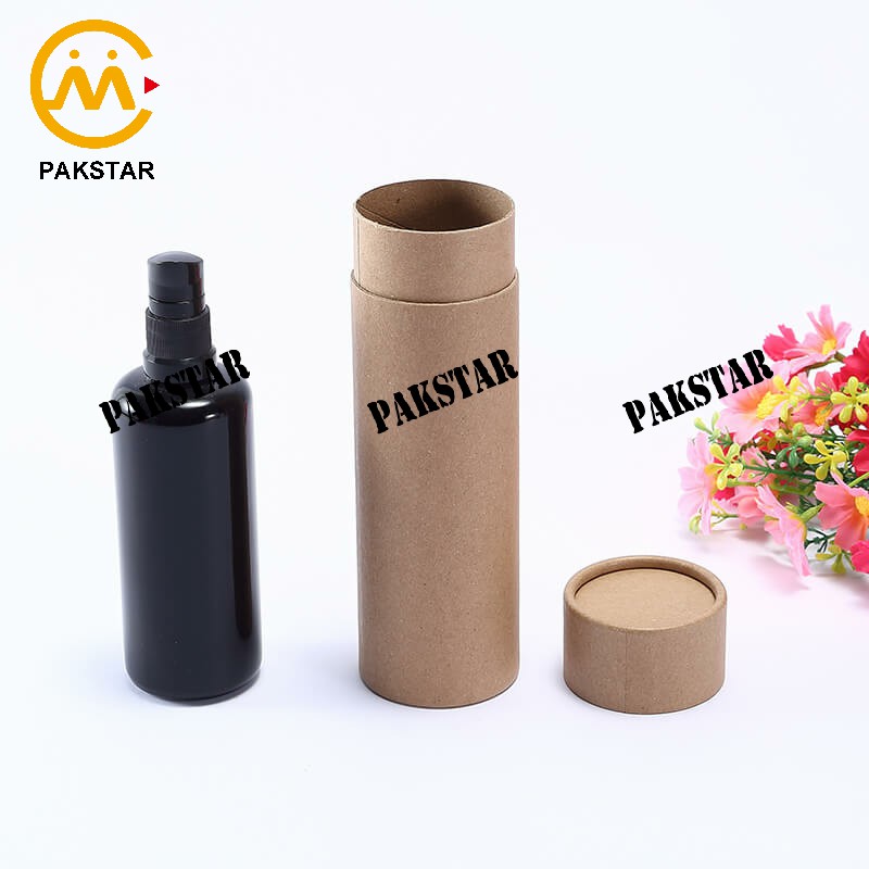 Custom printed Kraft paper cylinder perfume packaging box