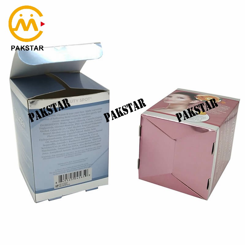 Custom printed paperboard metalized box for skin care product